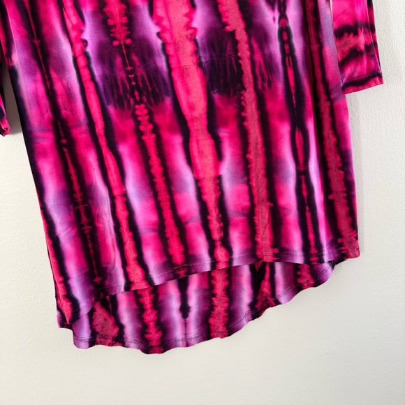 Tie Dye Purple & Red Viscose Long Sleeve Dress Large - Picture 4 of 5
